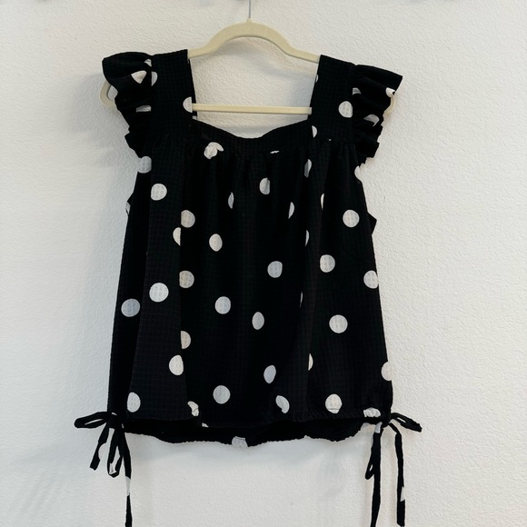 NWOT Small Scoop Women's Flutter Sleeve Top with Tie Hem - Picture 5 of 8